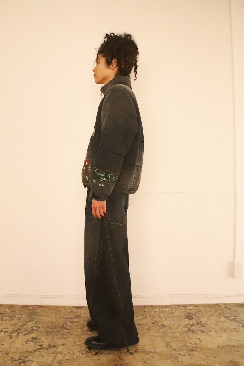 Vintage-eﬀect puﬀer jacket Black