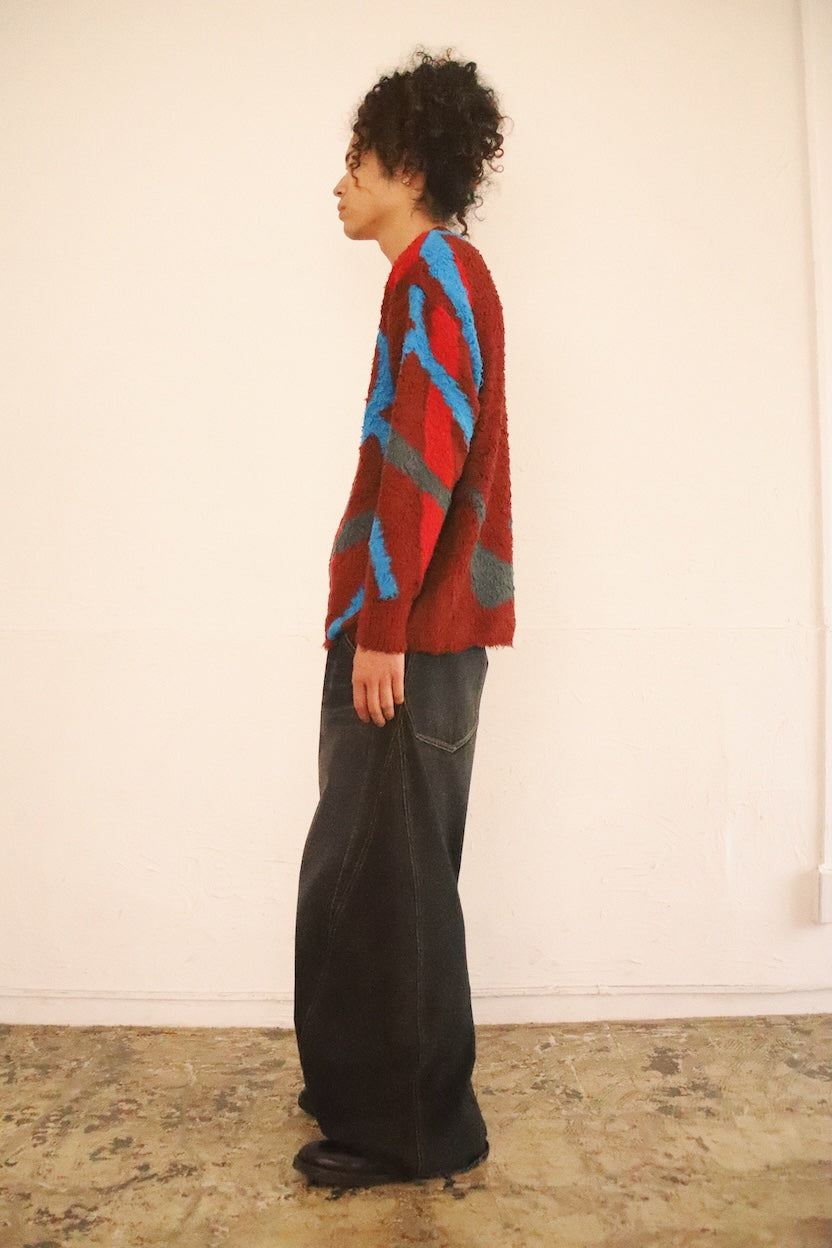 Jacquard-design knit Red