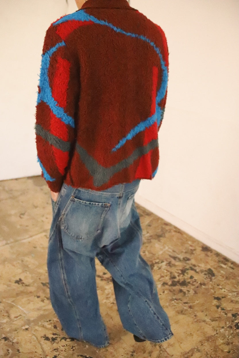 Jacquard-design cardigan Red