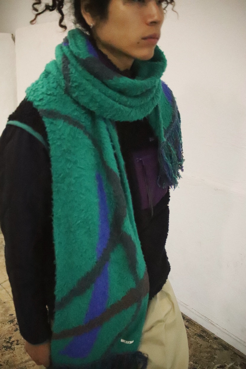 Jacquard-design muﬄer Green