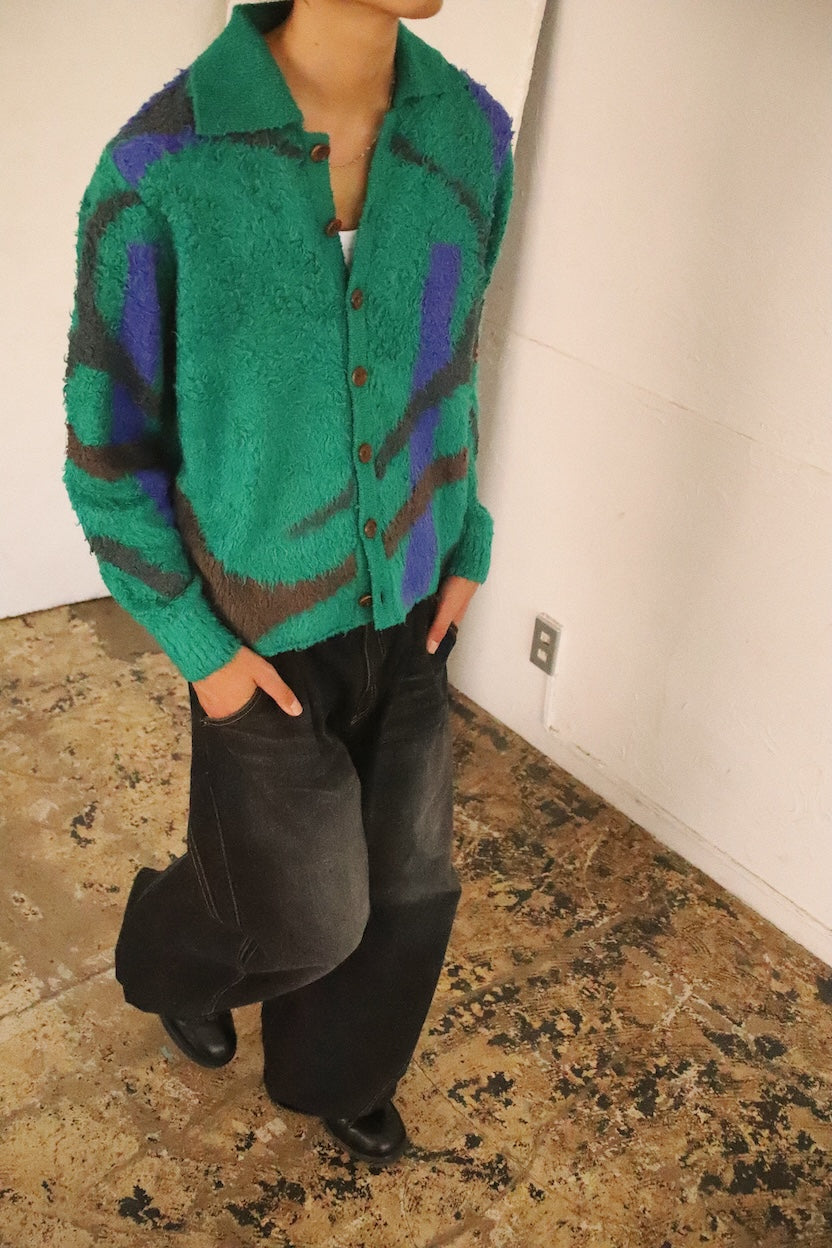 Jacquard-design cardigan Green