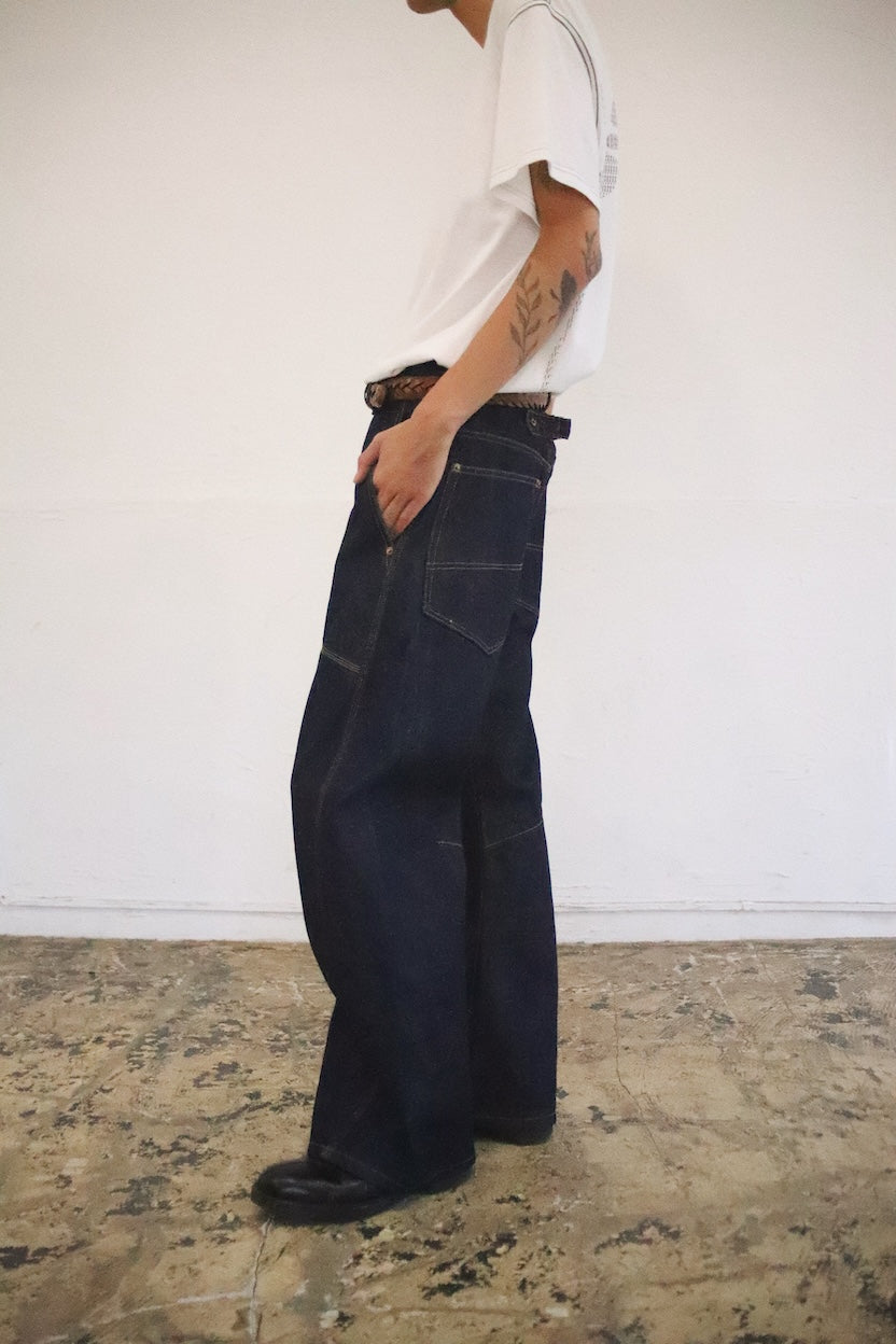 3D cutting denim pants Indigo