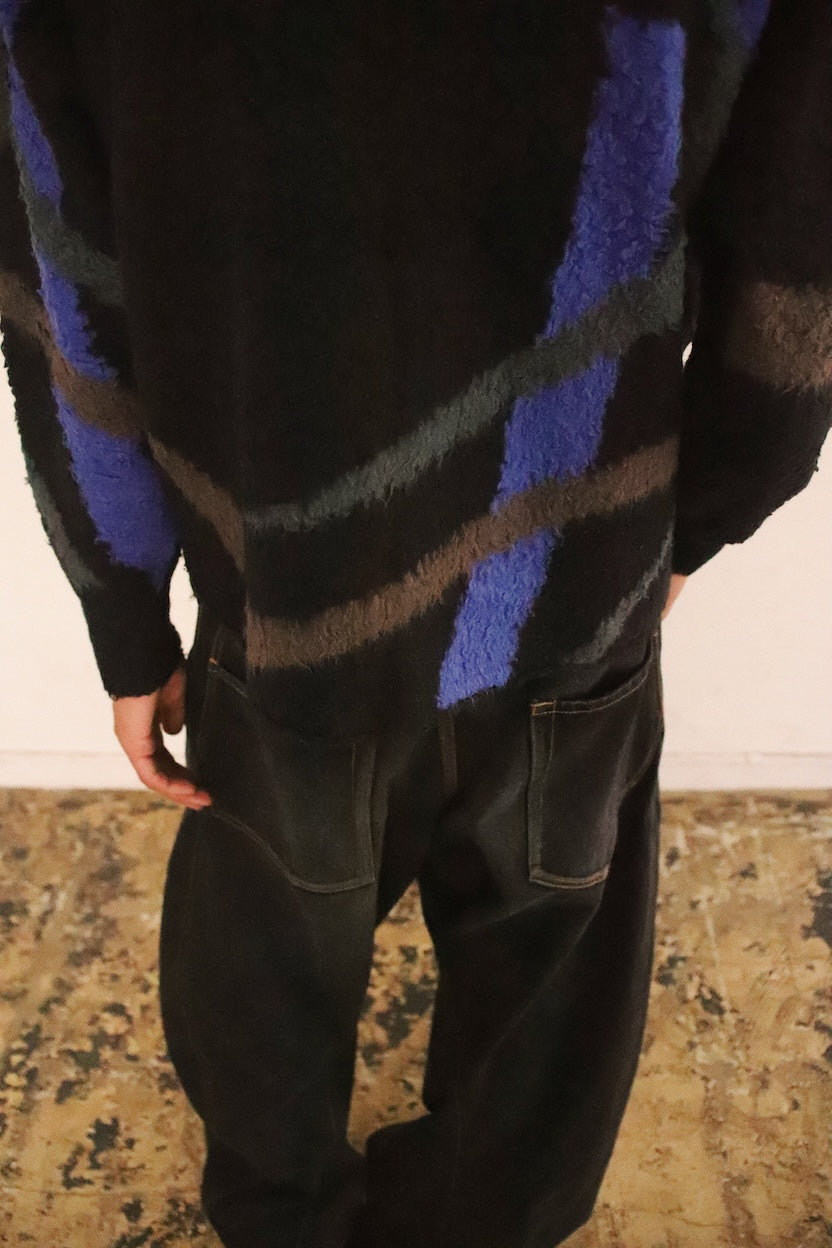 Jacquard-design cardigan Black