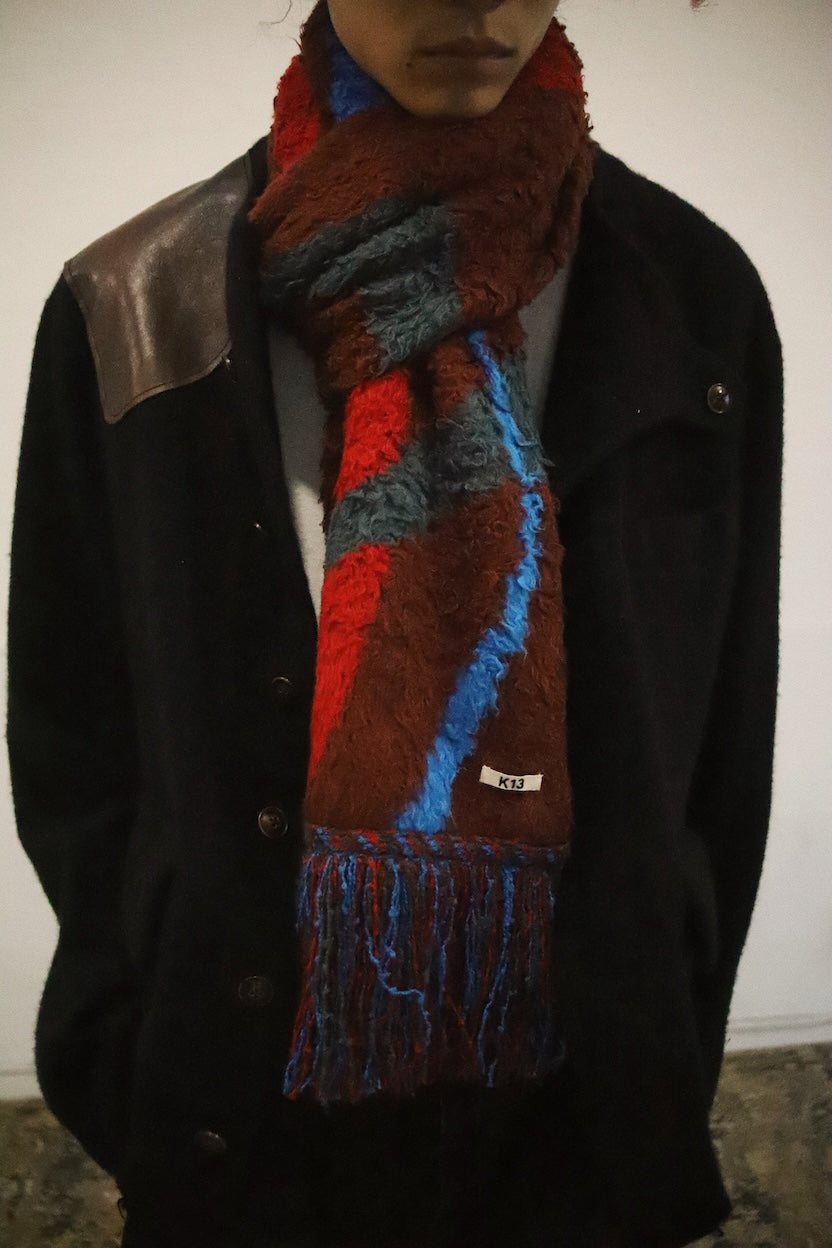 Jacquard-design muﬄer Red