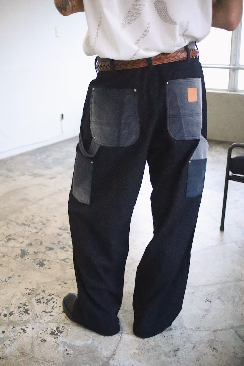 Vintage-eﬀect work pants Black