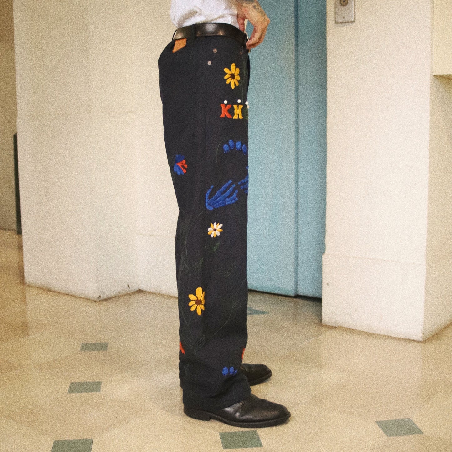 Hand embroidery pants Navy