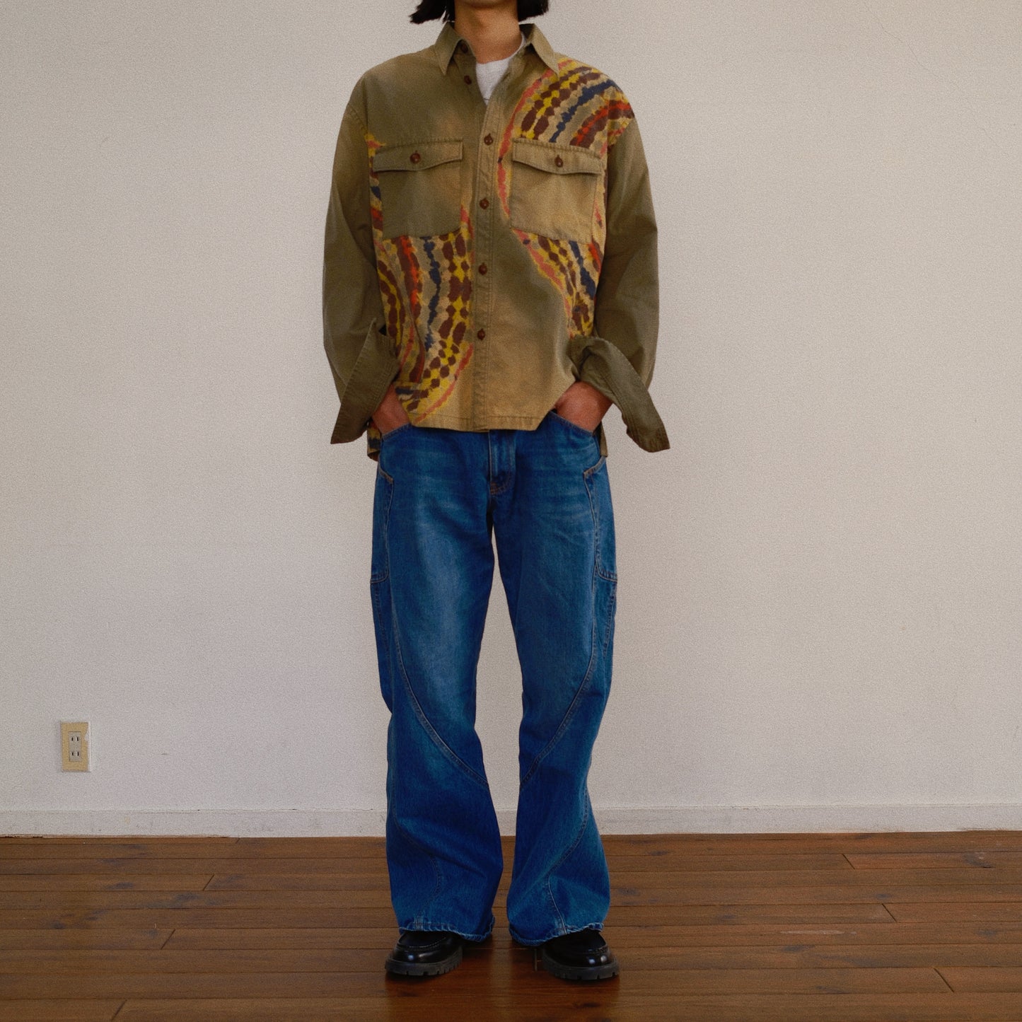 Tie-Dye Military Shirt  Khaki