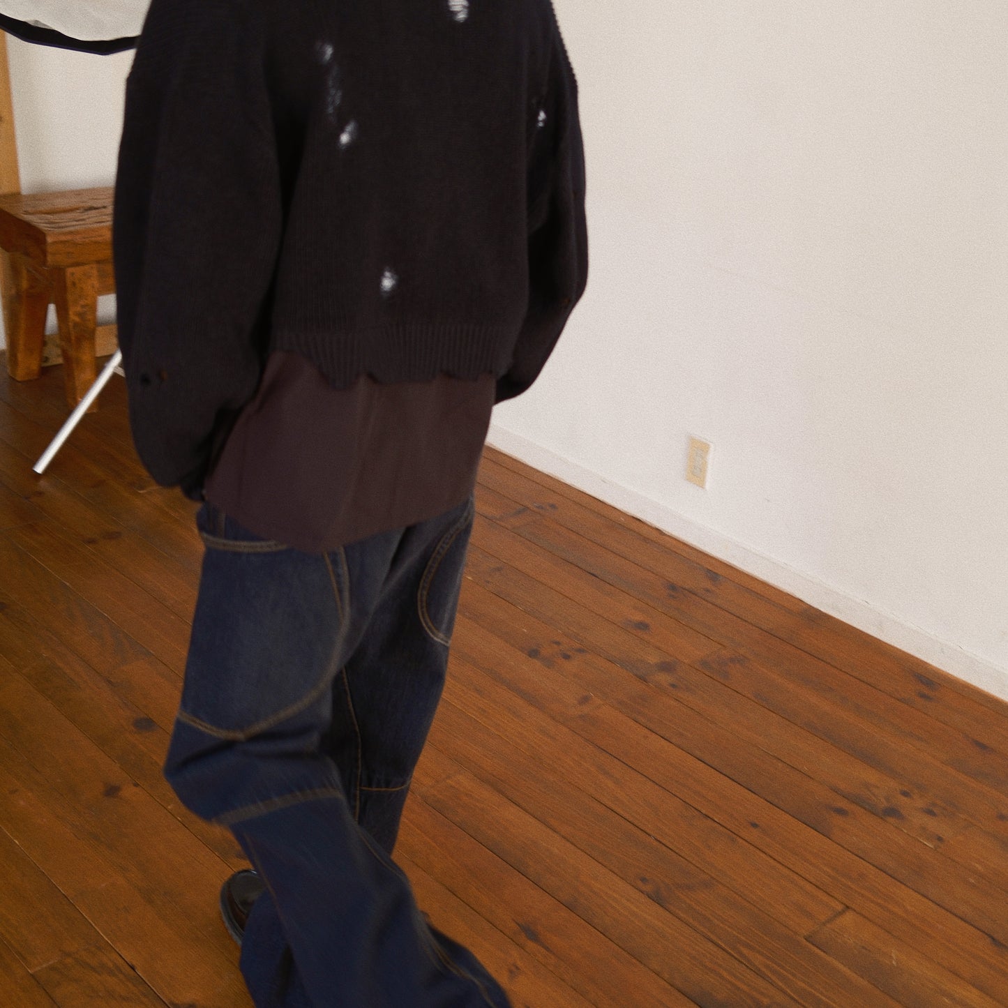 Destroyed Knit Cardigan Black