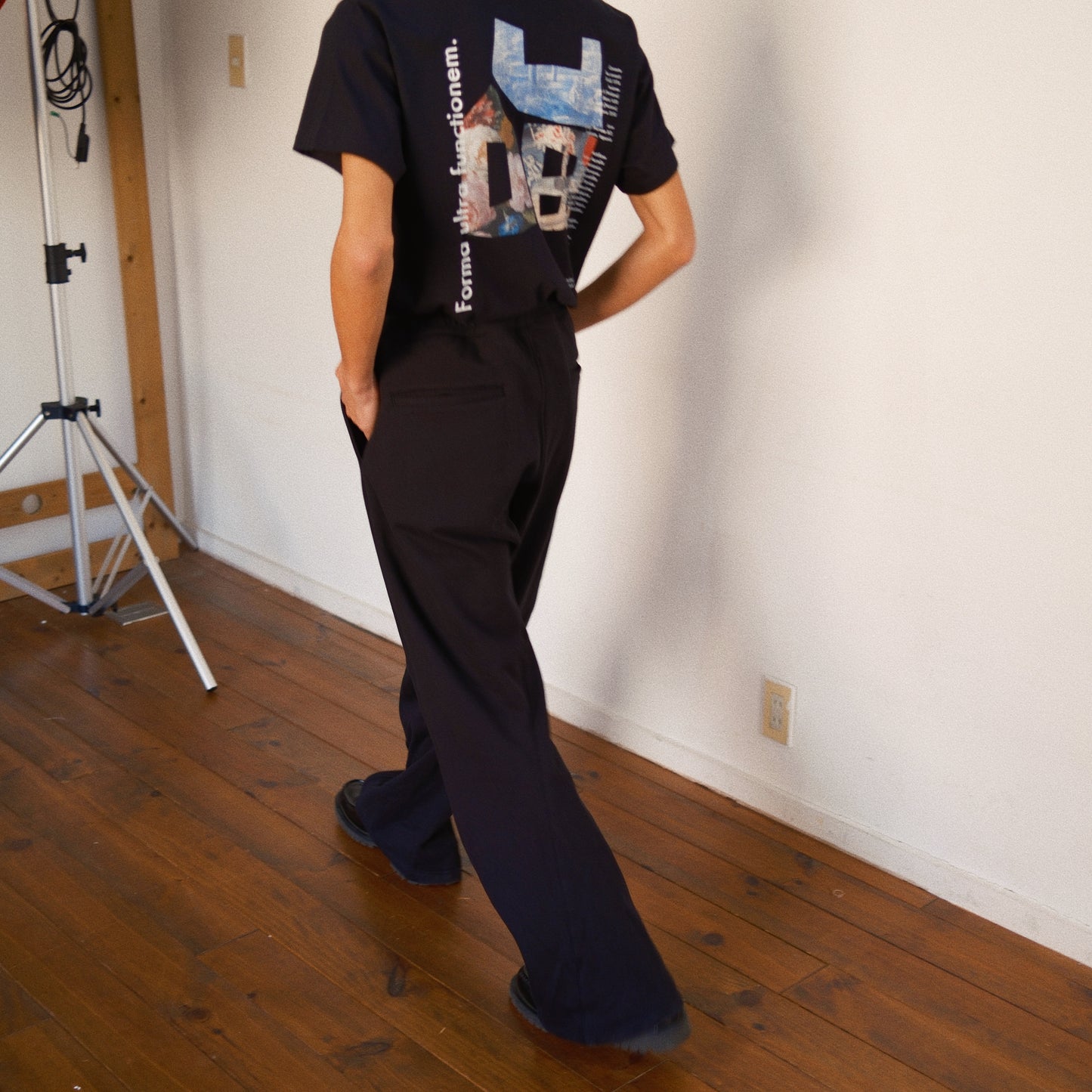 3D Cutting Sweat Pants Black