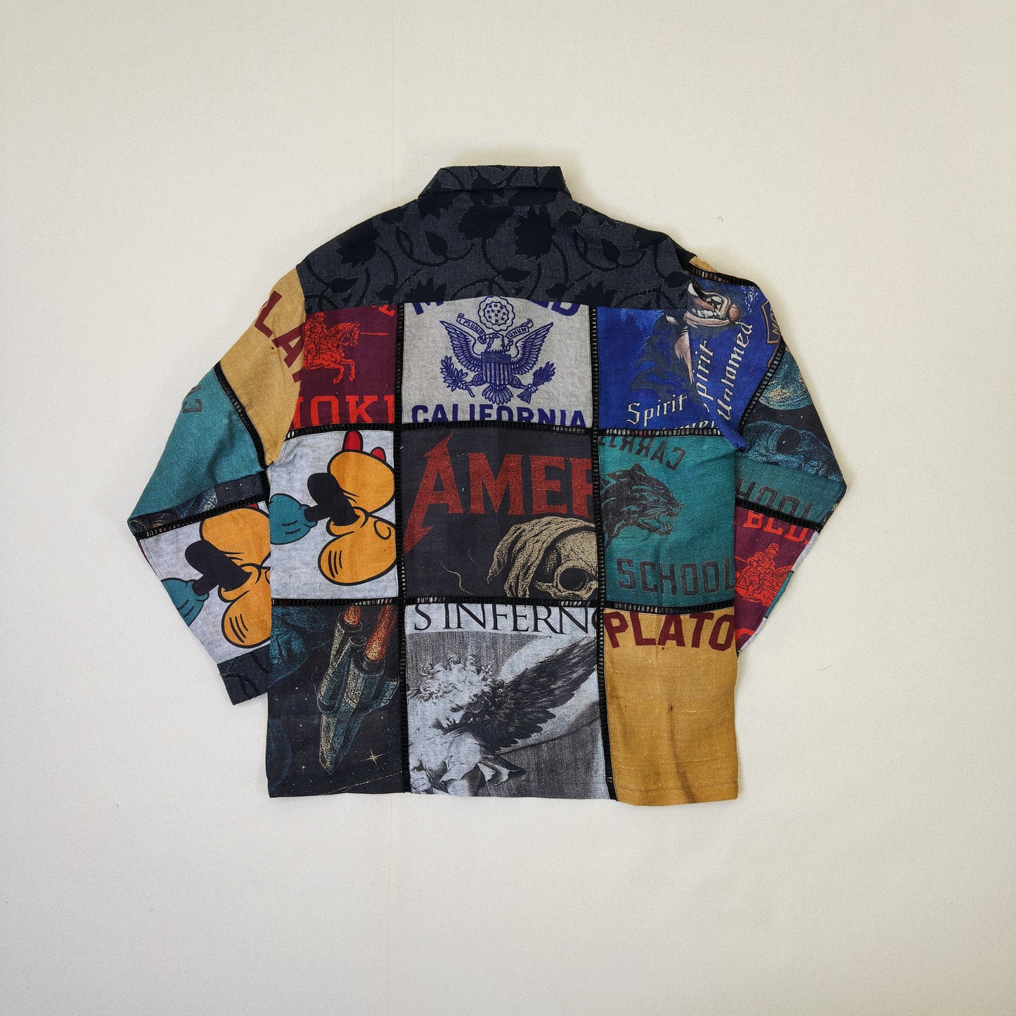 Patchworked Silk Shirt Black