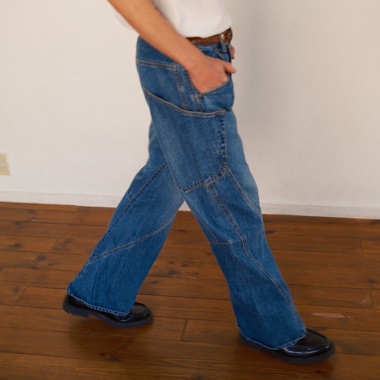 3D Cutting Denim Pants  Indigo