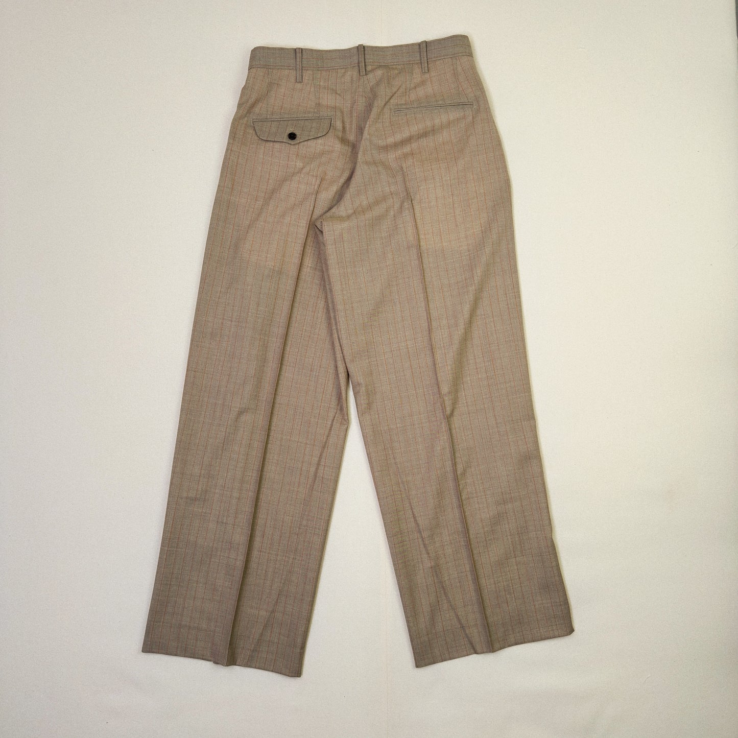 Pleated Stripe Summer Wool Pants　Beige