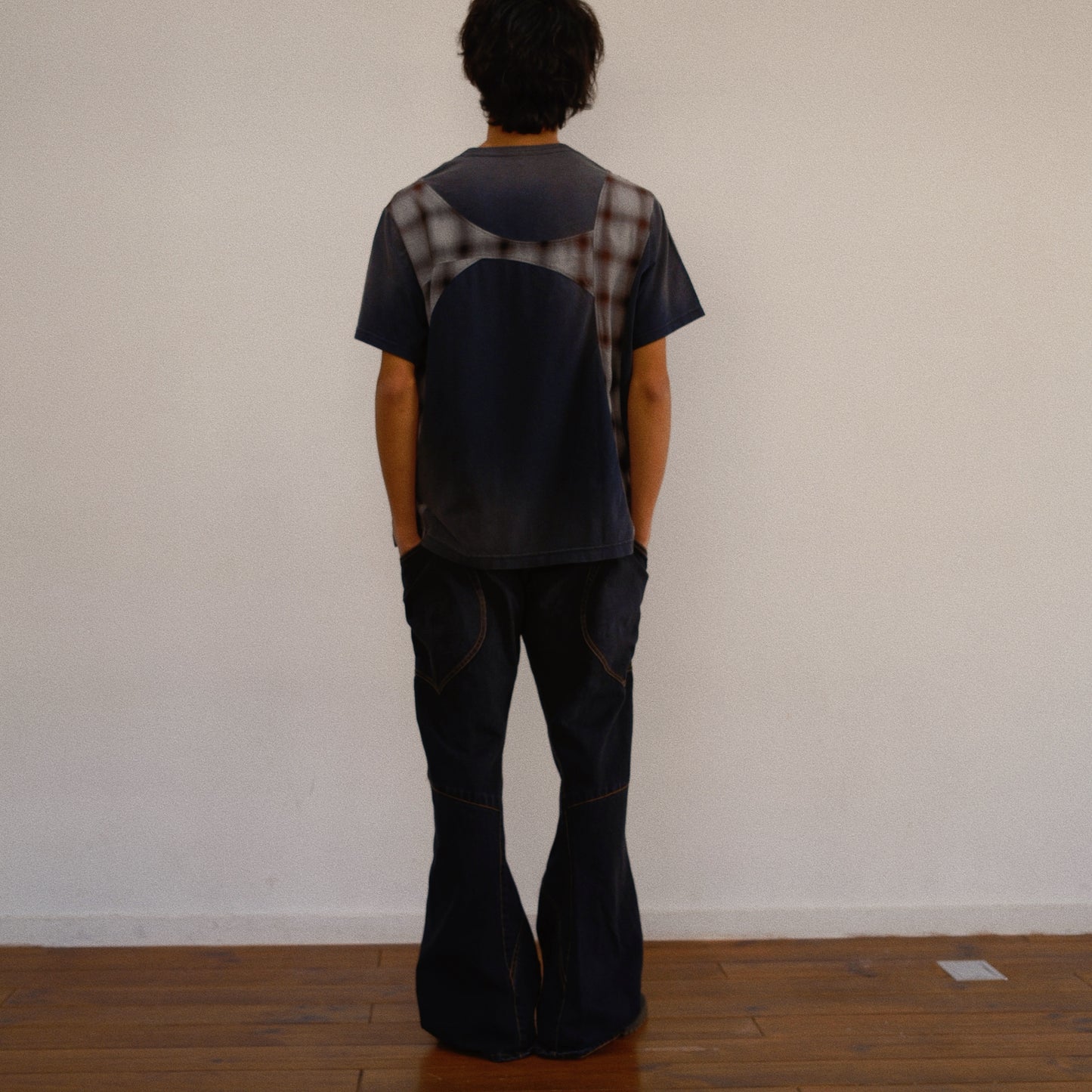 Pachworked Faded T Shirt  Black