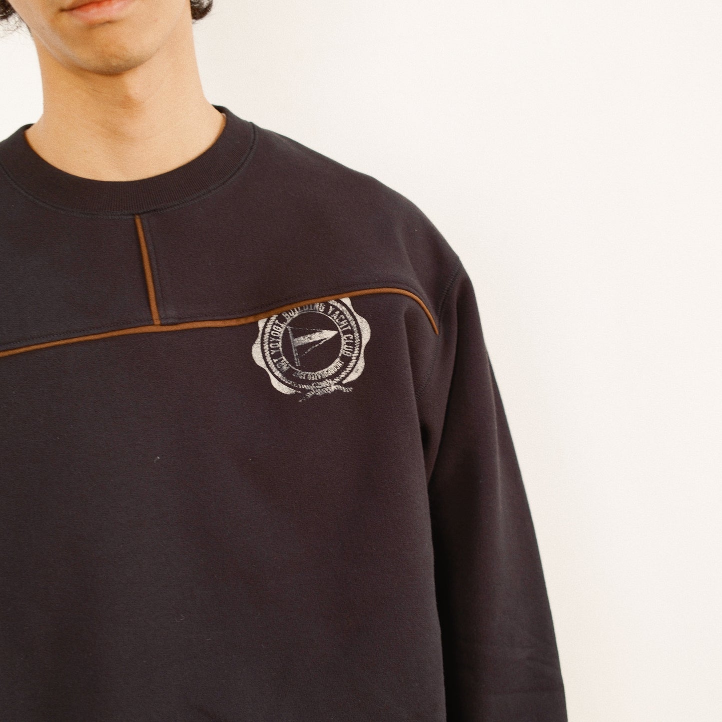 Leather-Trimmed Sweatshirt  Black