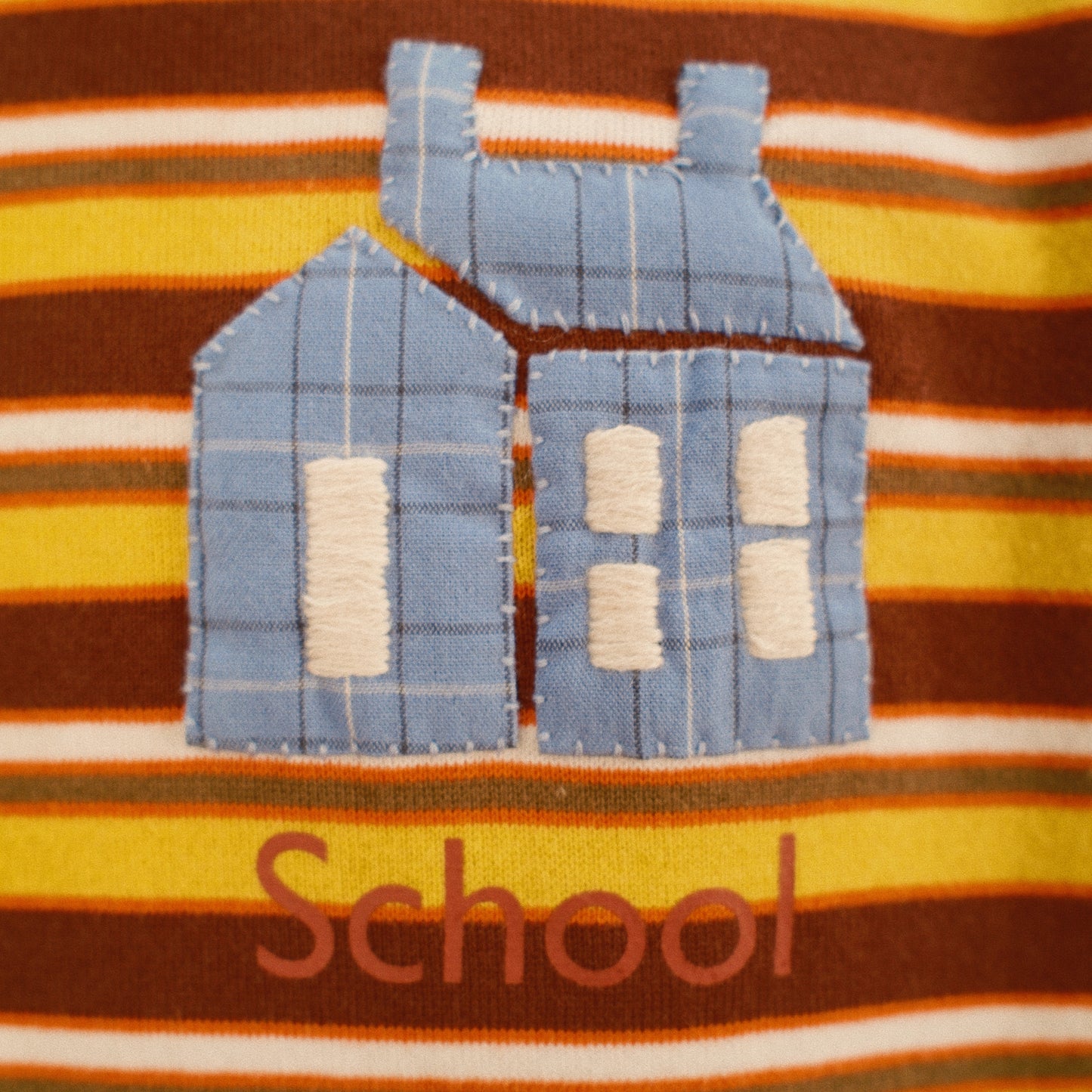 Hand-Embroidered Stripe T-Shirt Brown