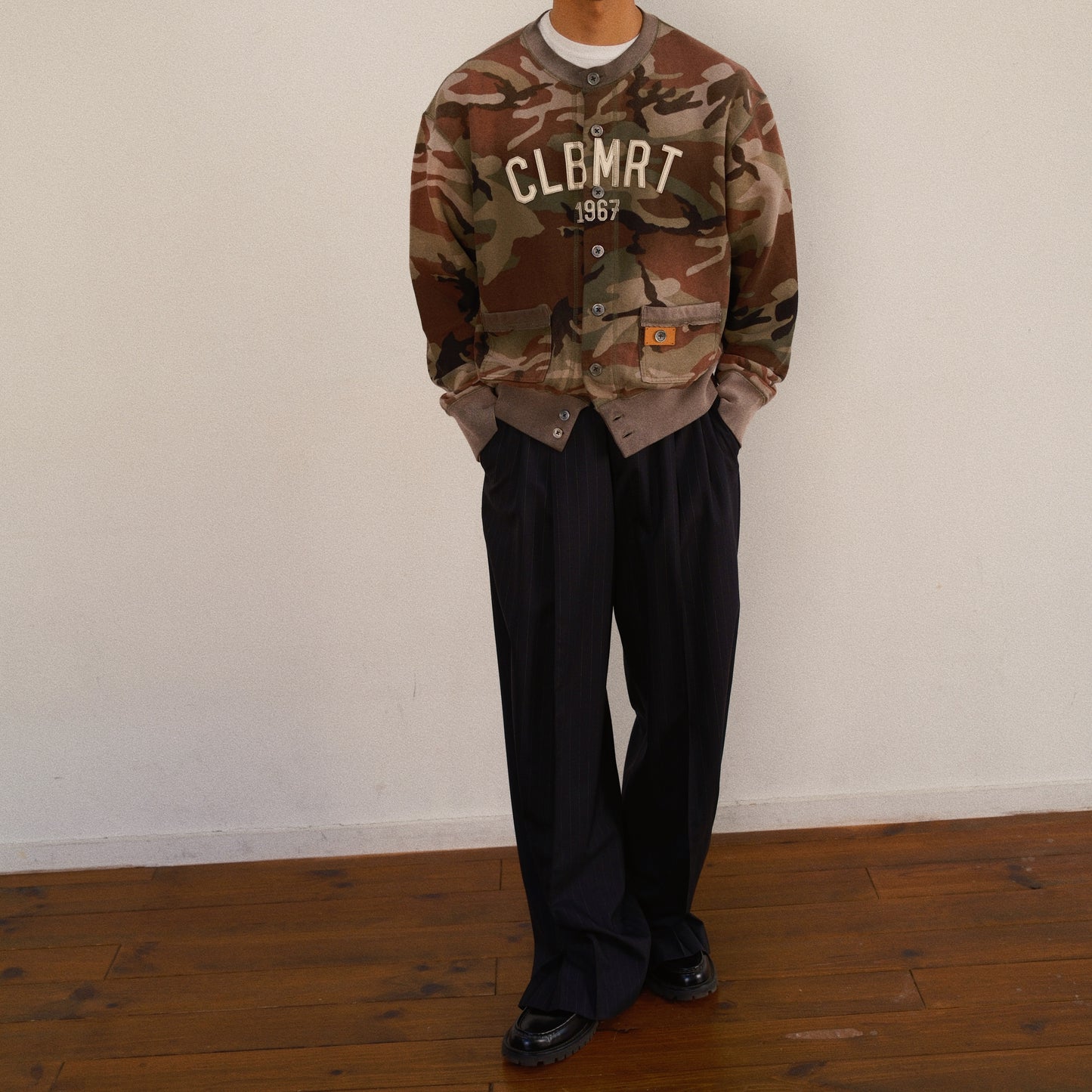 Camo Sweat Cardigan Black