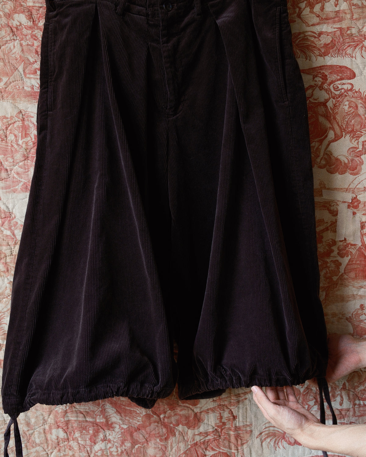 Wide-leg Cropped Corduroy Pants Brown
