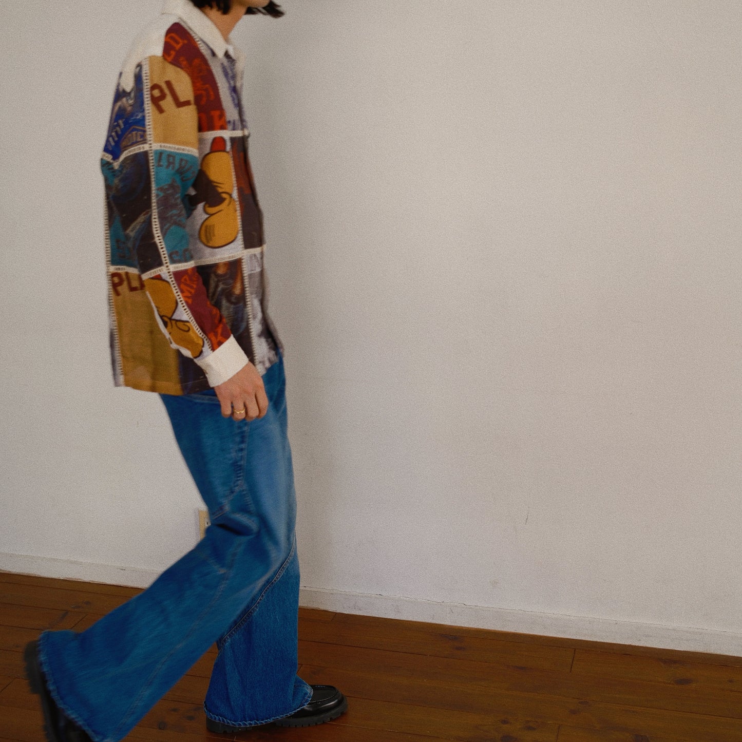 Patchworked Silk Shirt White