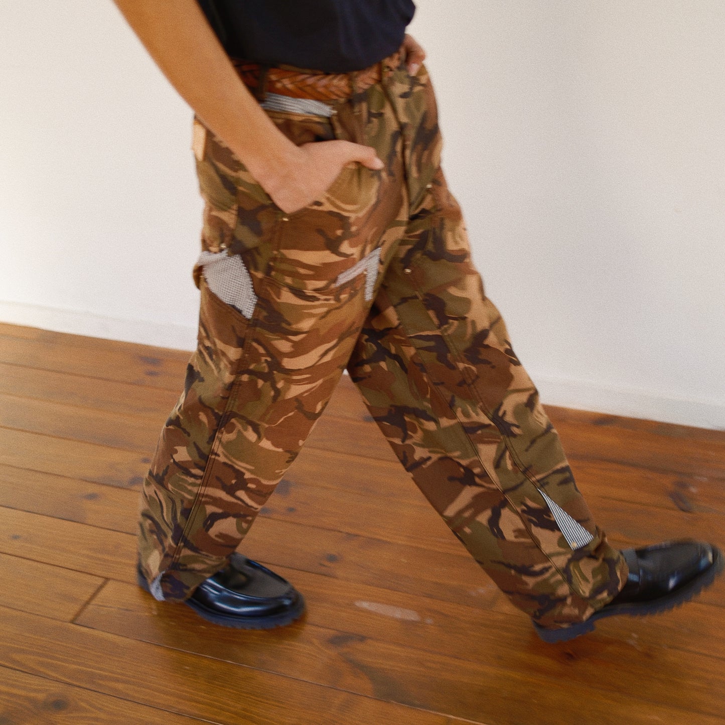 Patchworked Camo Pants　Black