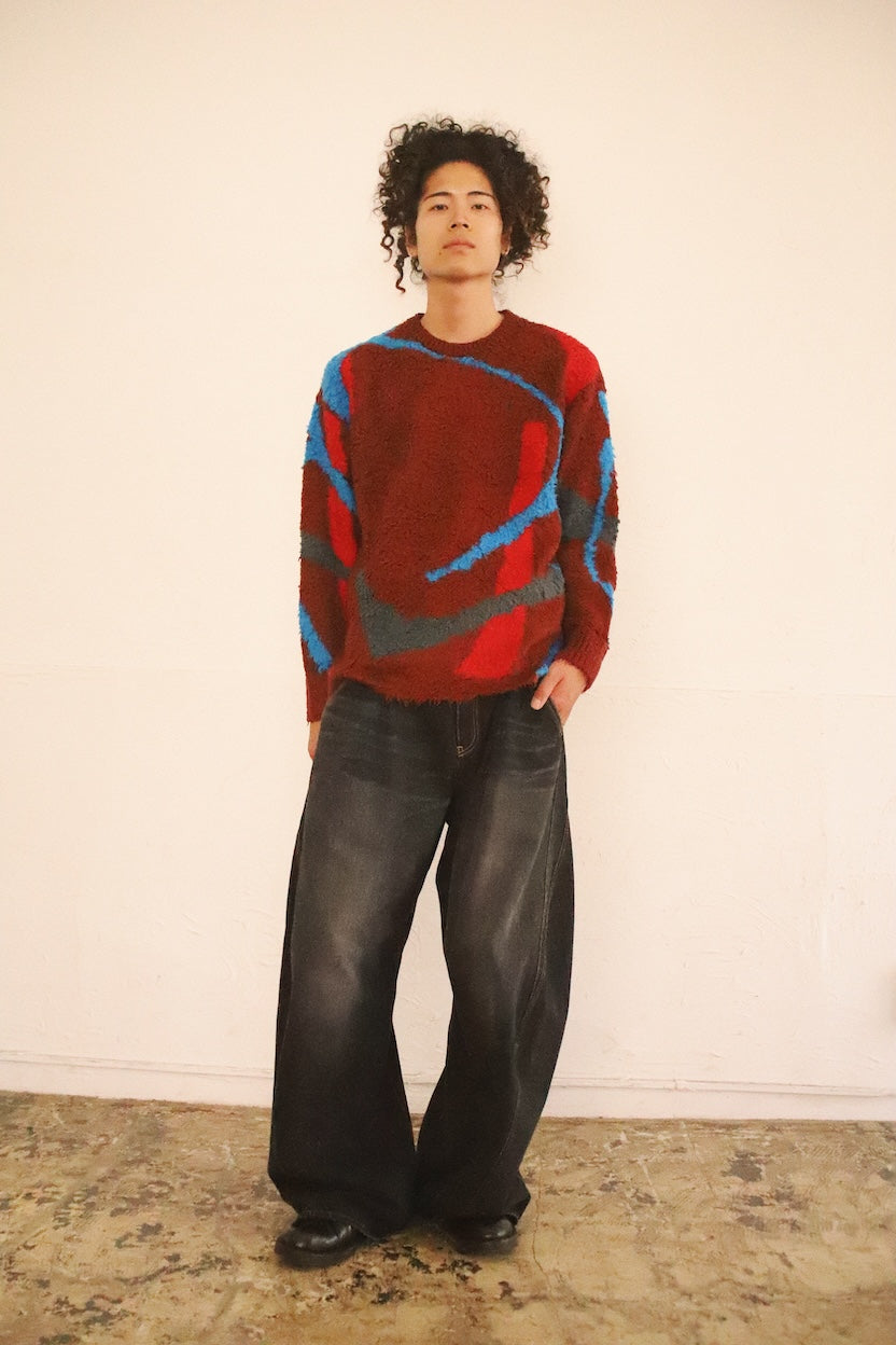 Jacquard-design knit Red