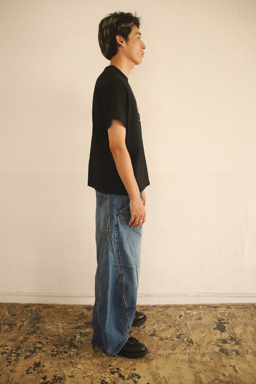 Embroidery and print design T-shirt Black