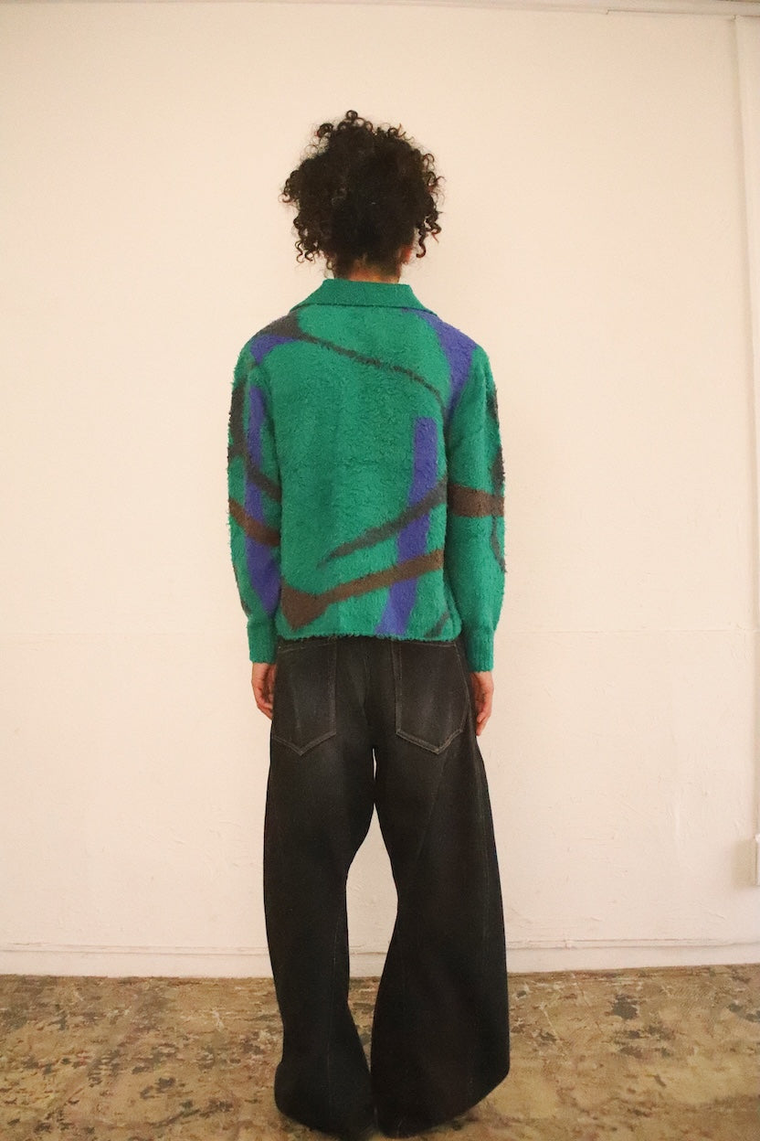 Jacquard-design cardigan Green