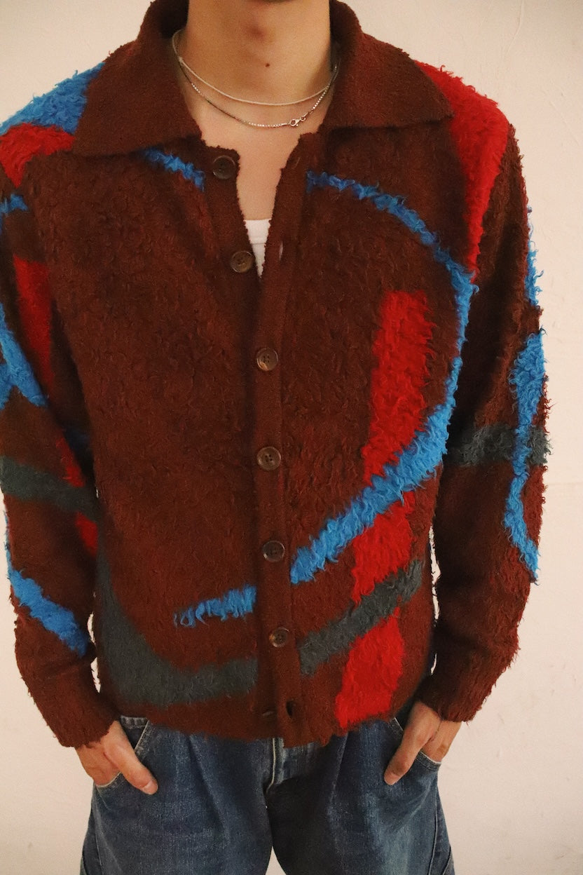 Jacquard-design cardigan Red