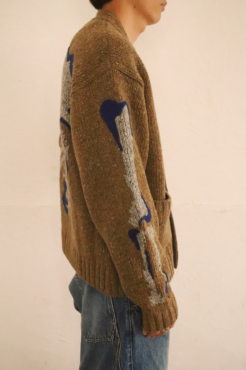 Needle punched cardigan Brown