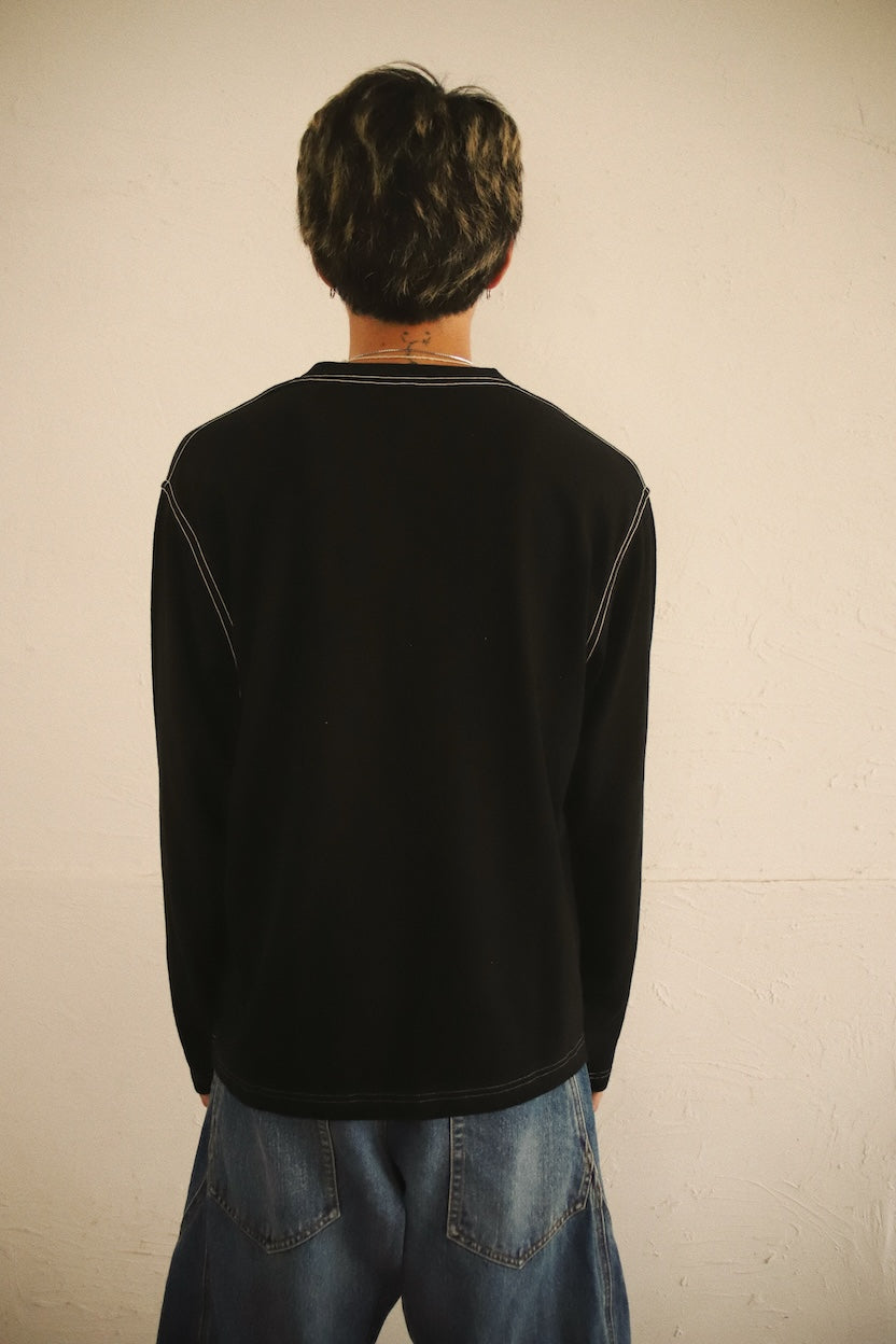 Printed long-sleeve T-shirt Black