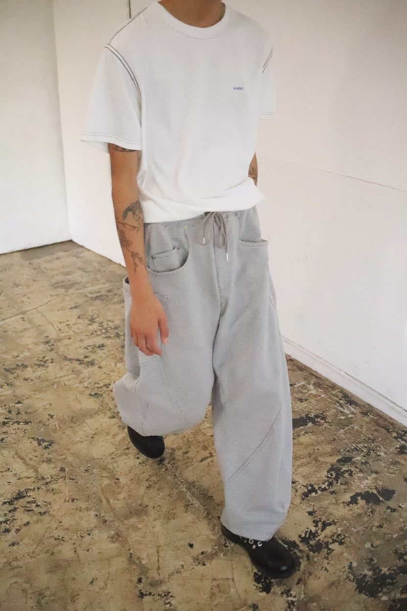 3D cutting sweat pants Gray