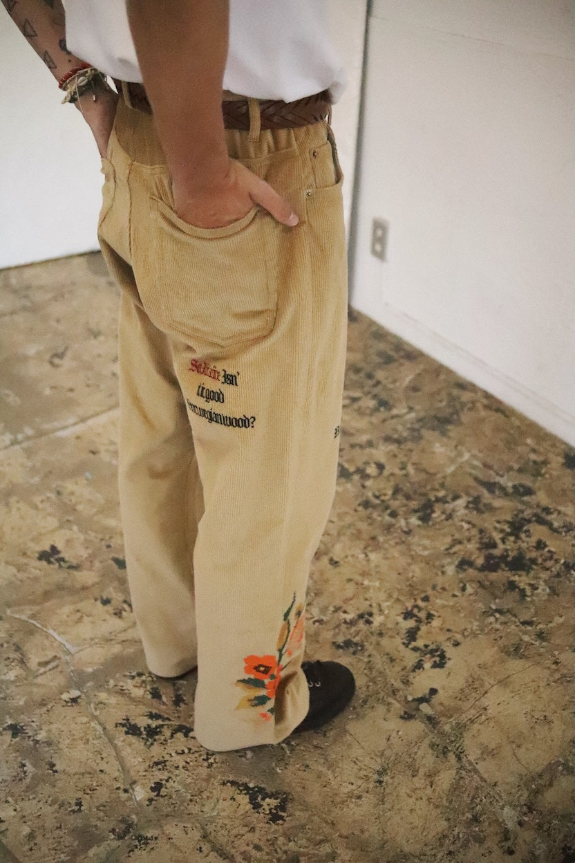 Embroidery-design pants Beige