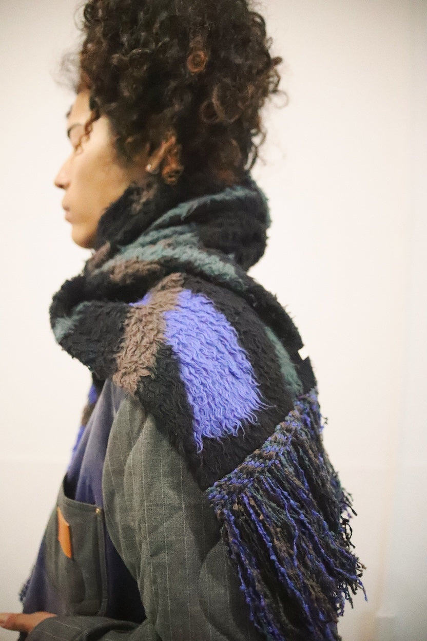 Jacquard-design muﬄer Black