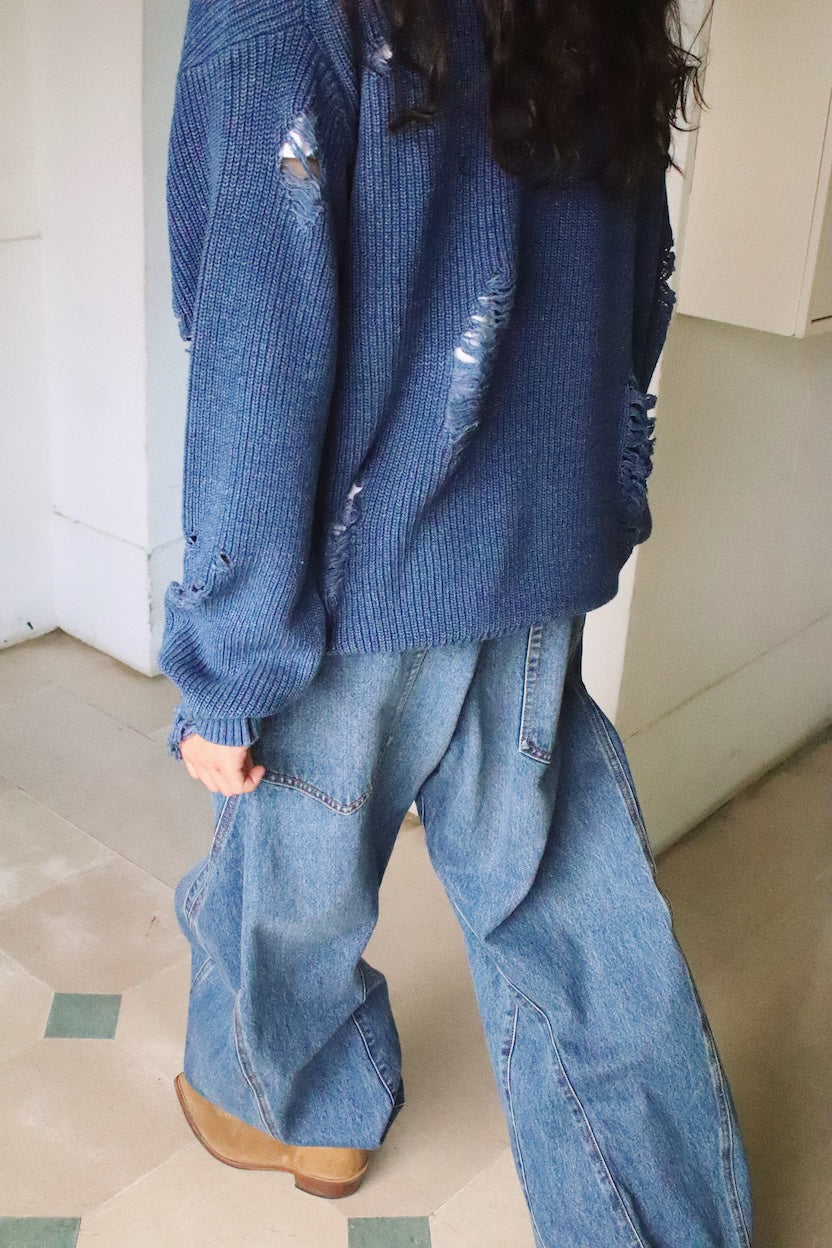 Indigo pullover knit Light Indigo