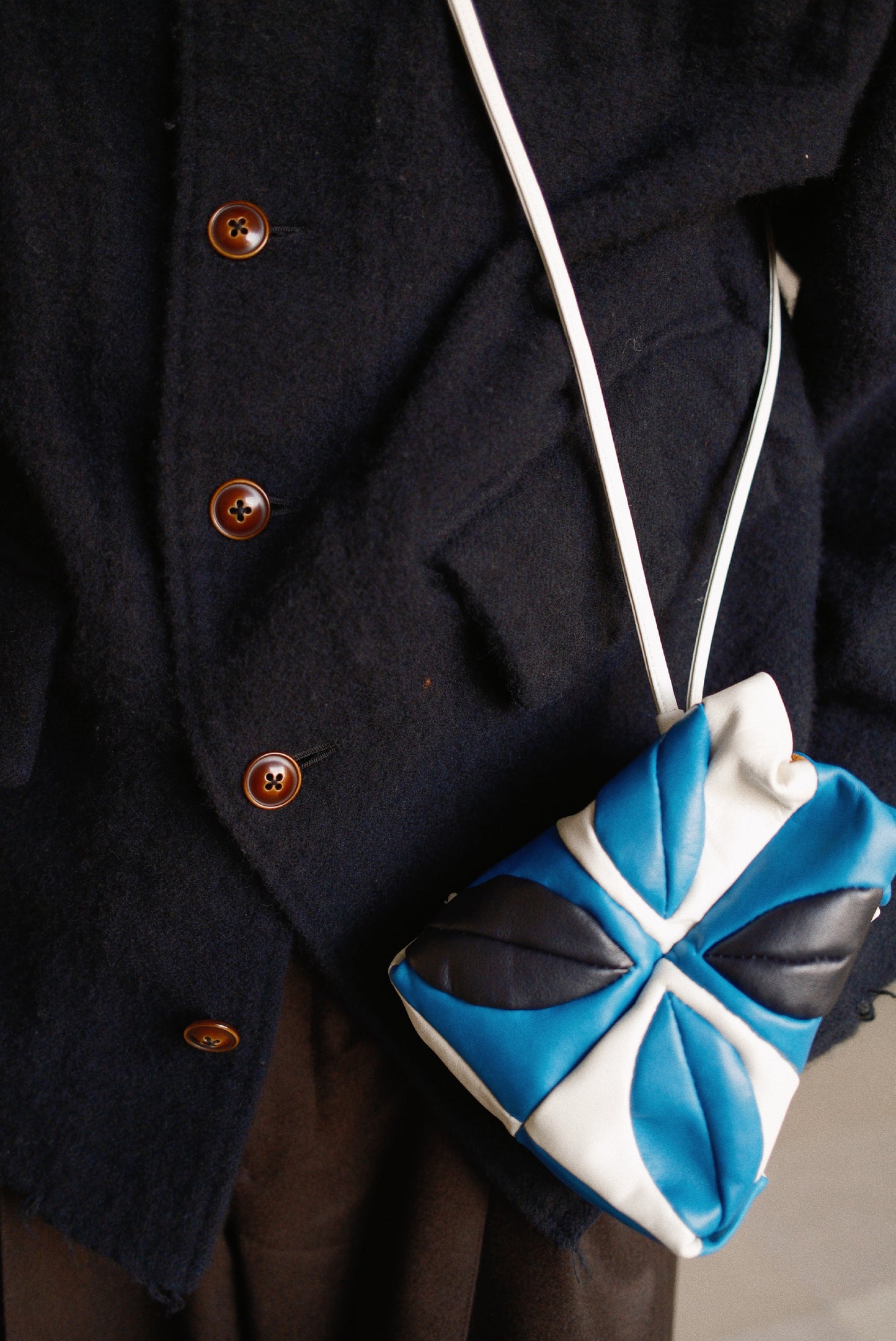 Hand-Patchwork Leather Bag Blue