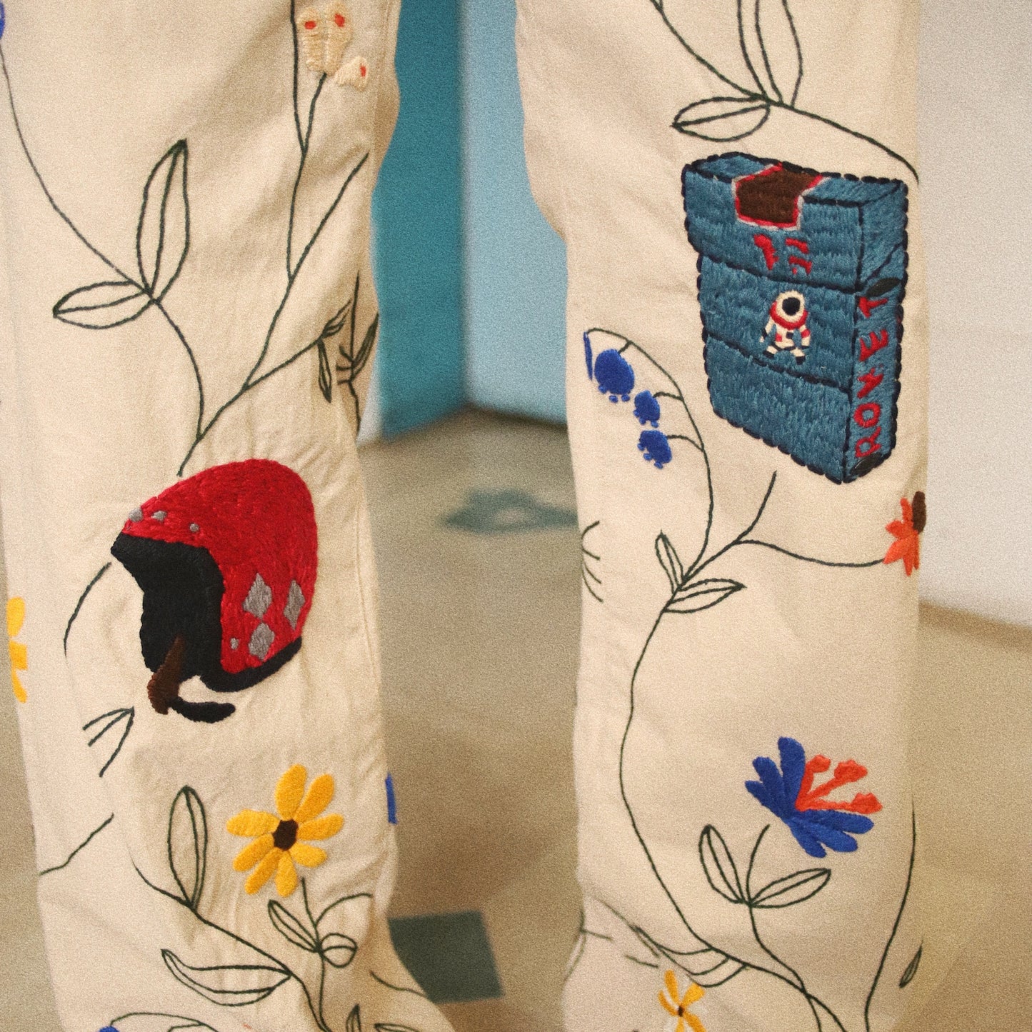 Hand embroidery pants Beige