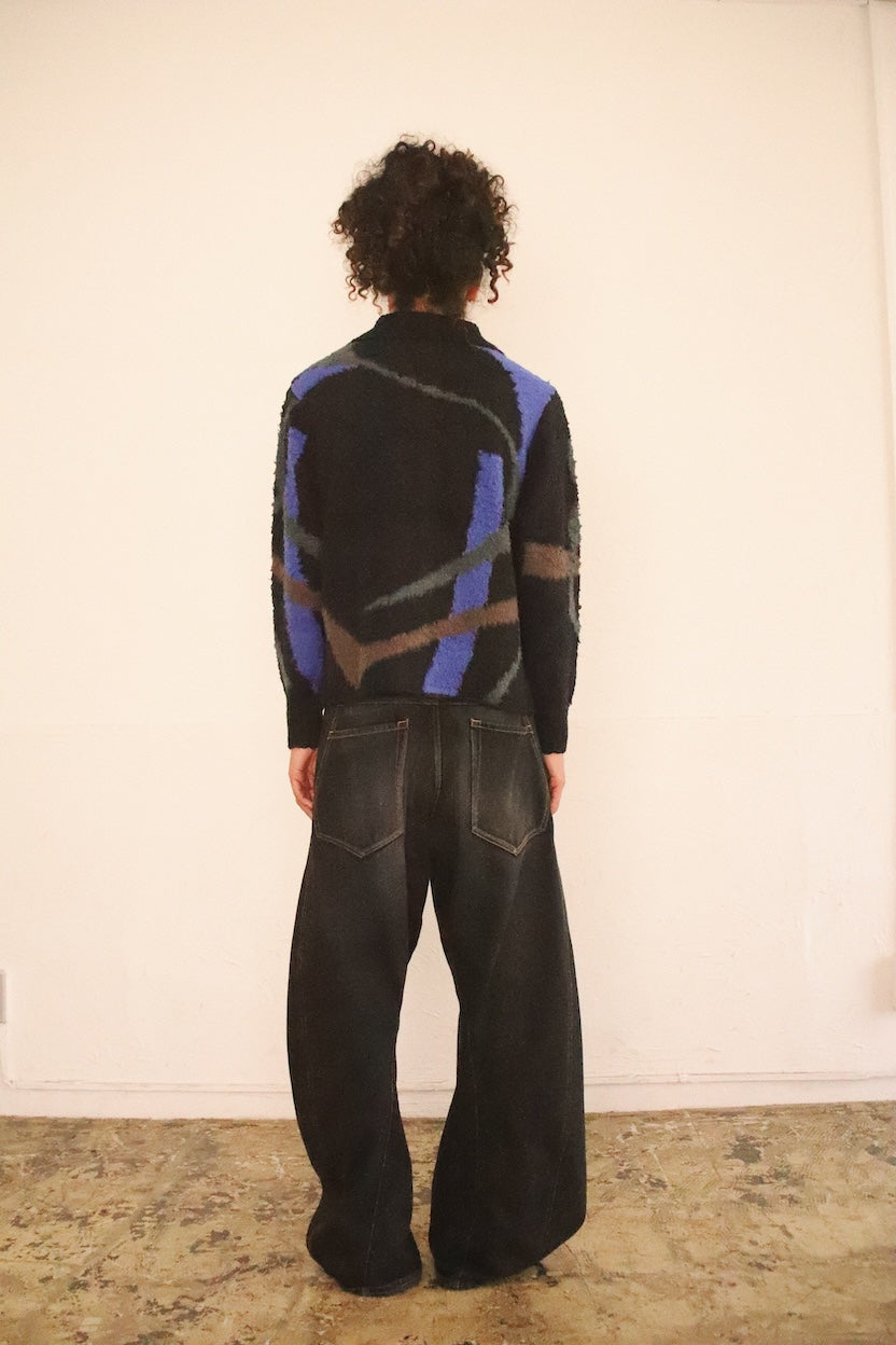 Jacquard-design cardigan Black