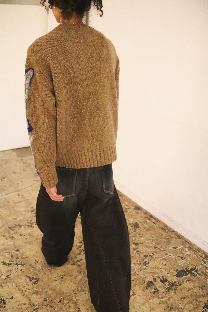 Needle punched knit Brown