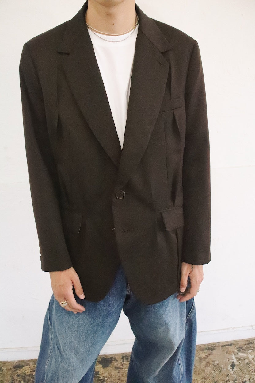 Tuck-detail blazer Brown