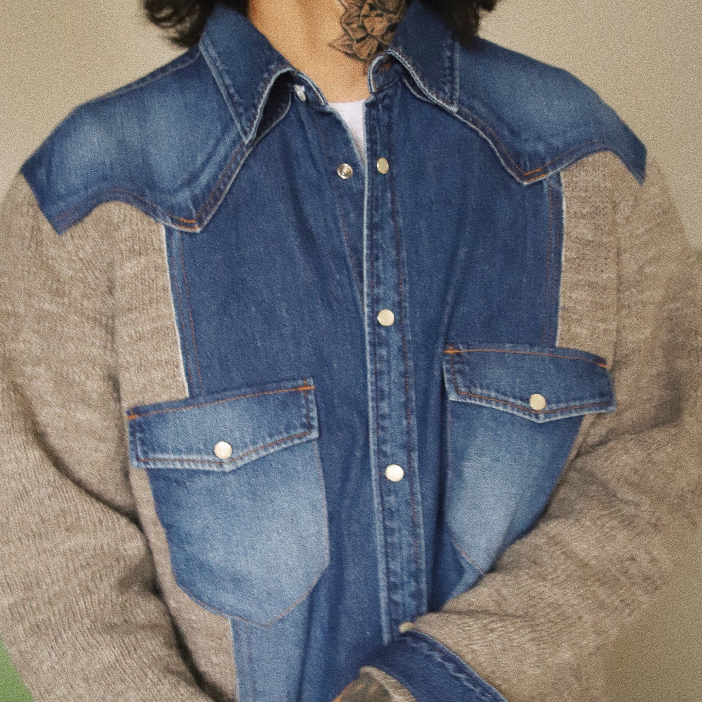 Western shirt knit Indigo