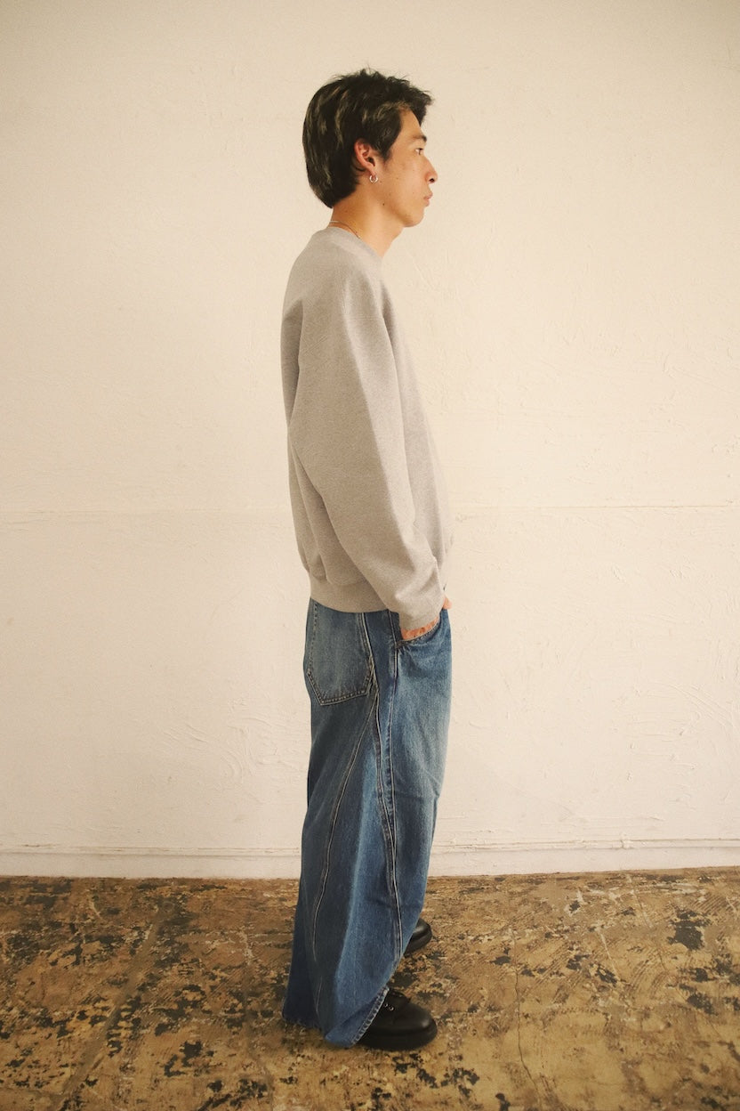 Embroidery and print design sweat shirt Gray