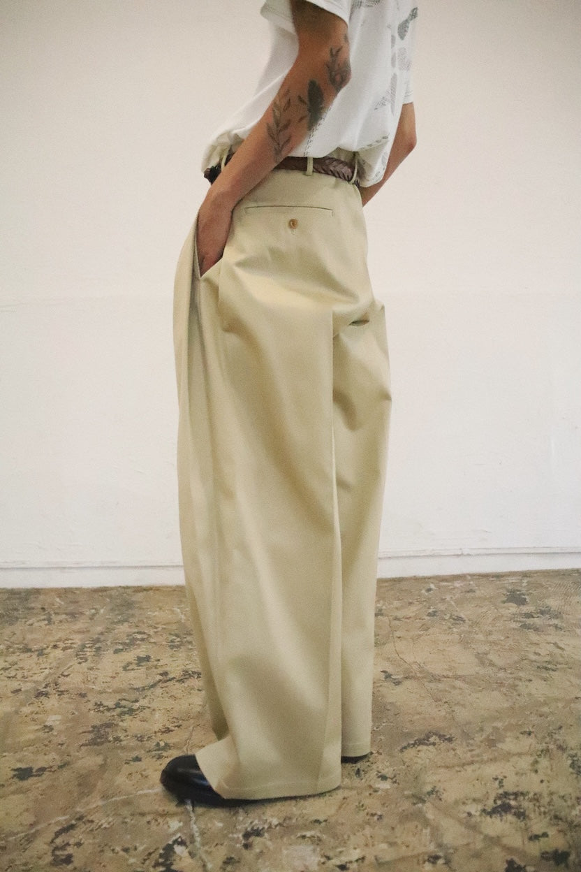 Tuck-detail cotton pants Beige