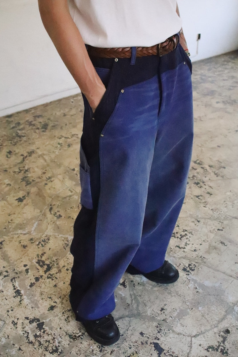Vintage-eﬀect work pants Blue