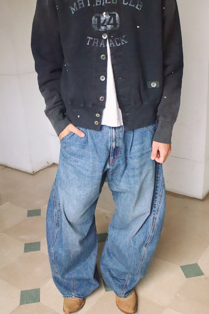 Vintage-eﬀect sweat cardigan Black