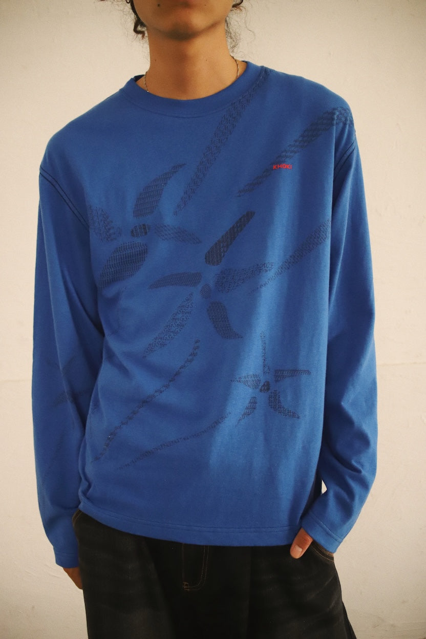 Printed long-sleeve T-shirt Blue