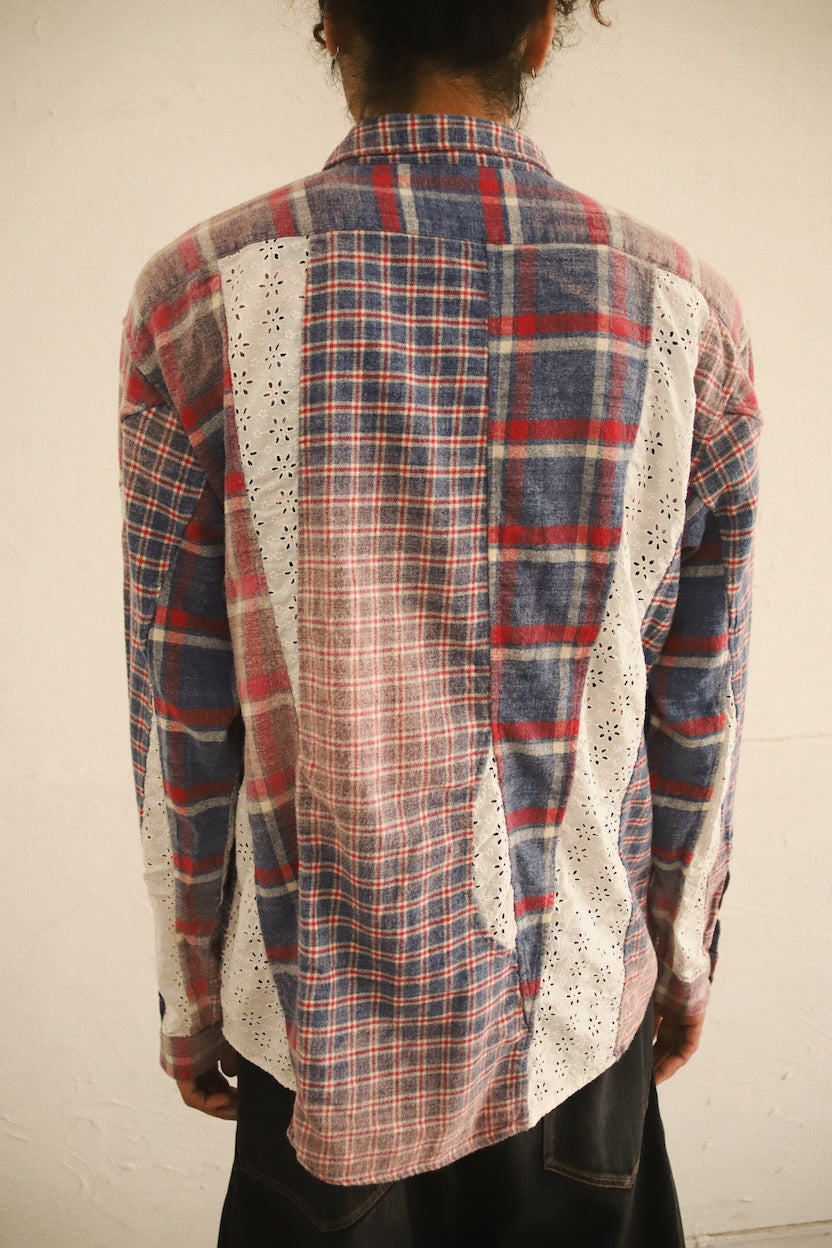 Vintage-eﬀect asymmetric shirt Blue