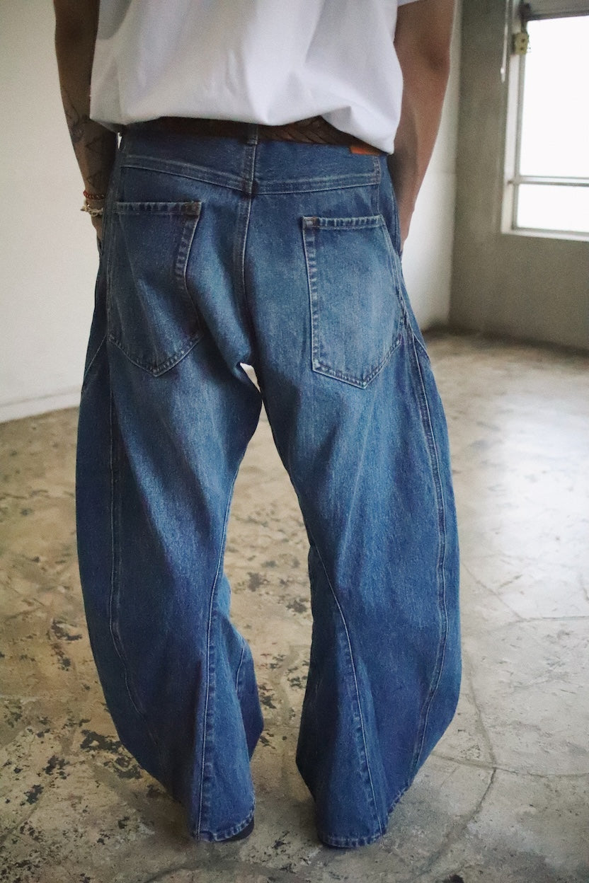 3D cutting denim pants Indigo