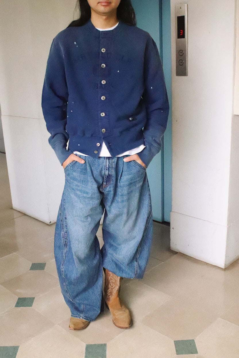 Vintage-eﬀect sweat cardigan Navy