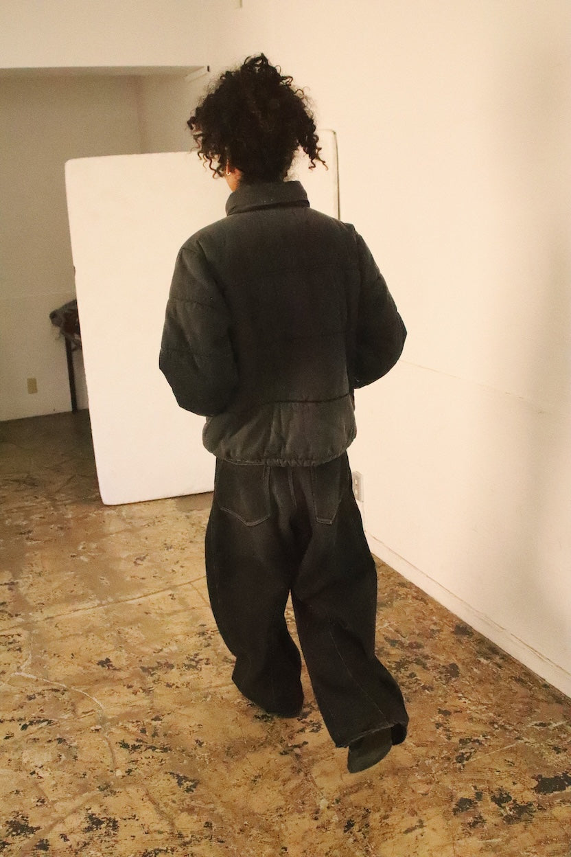 Vintage-eﬀect puﬀer jacket Black