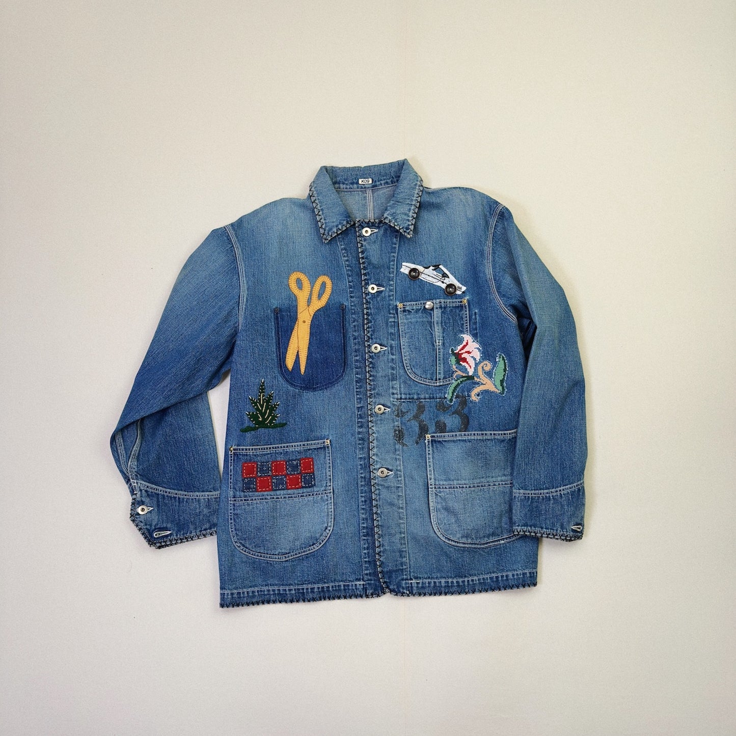 Hand-Embroidered Denim Coverall Indigo