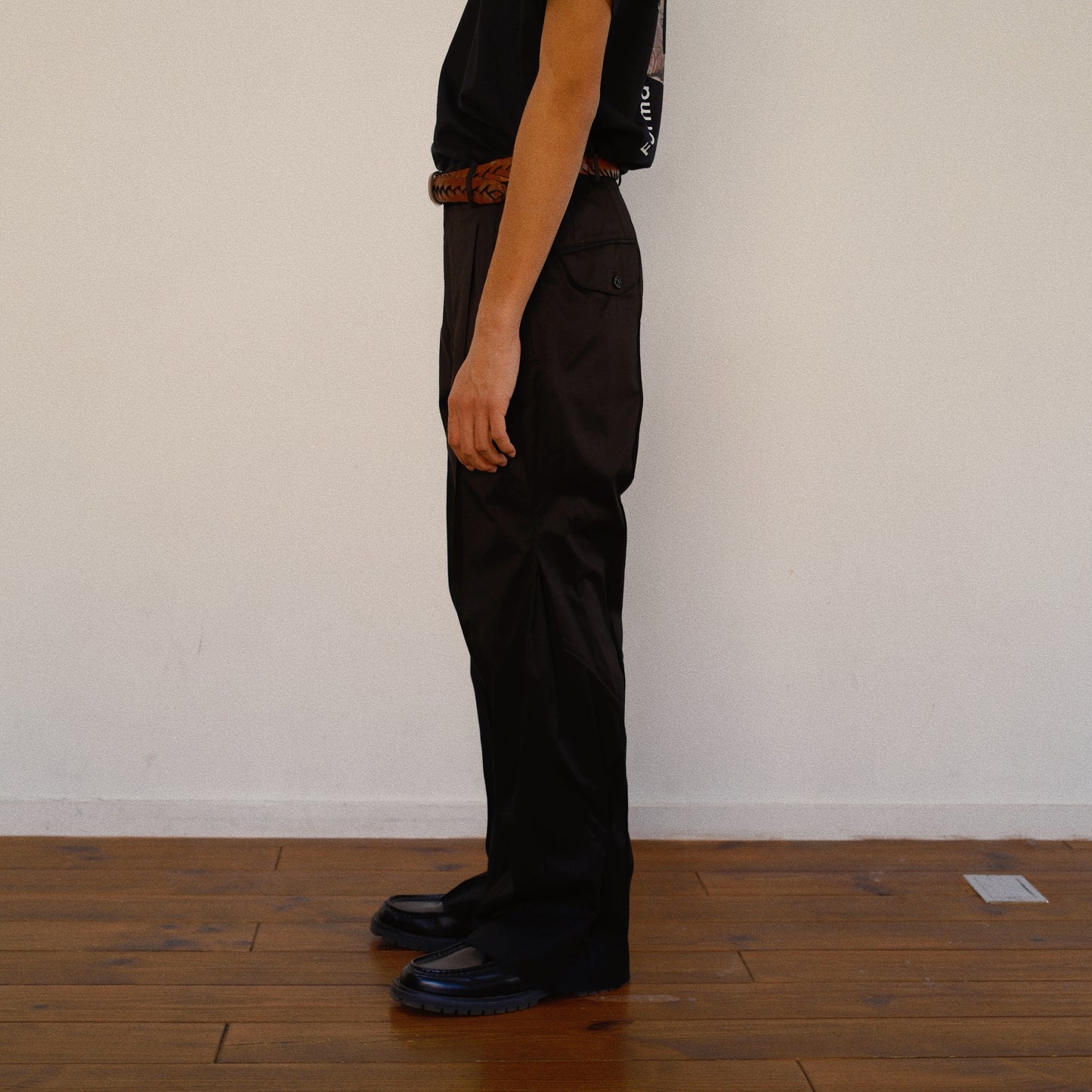 Pleated Chino Pants  Black